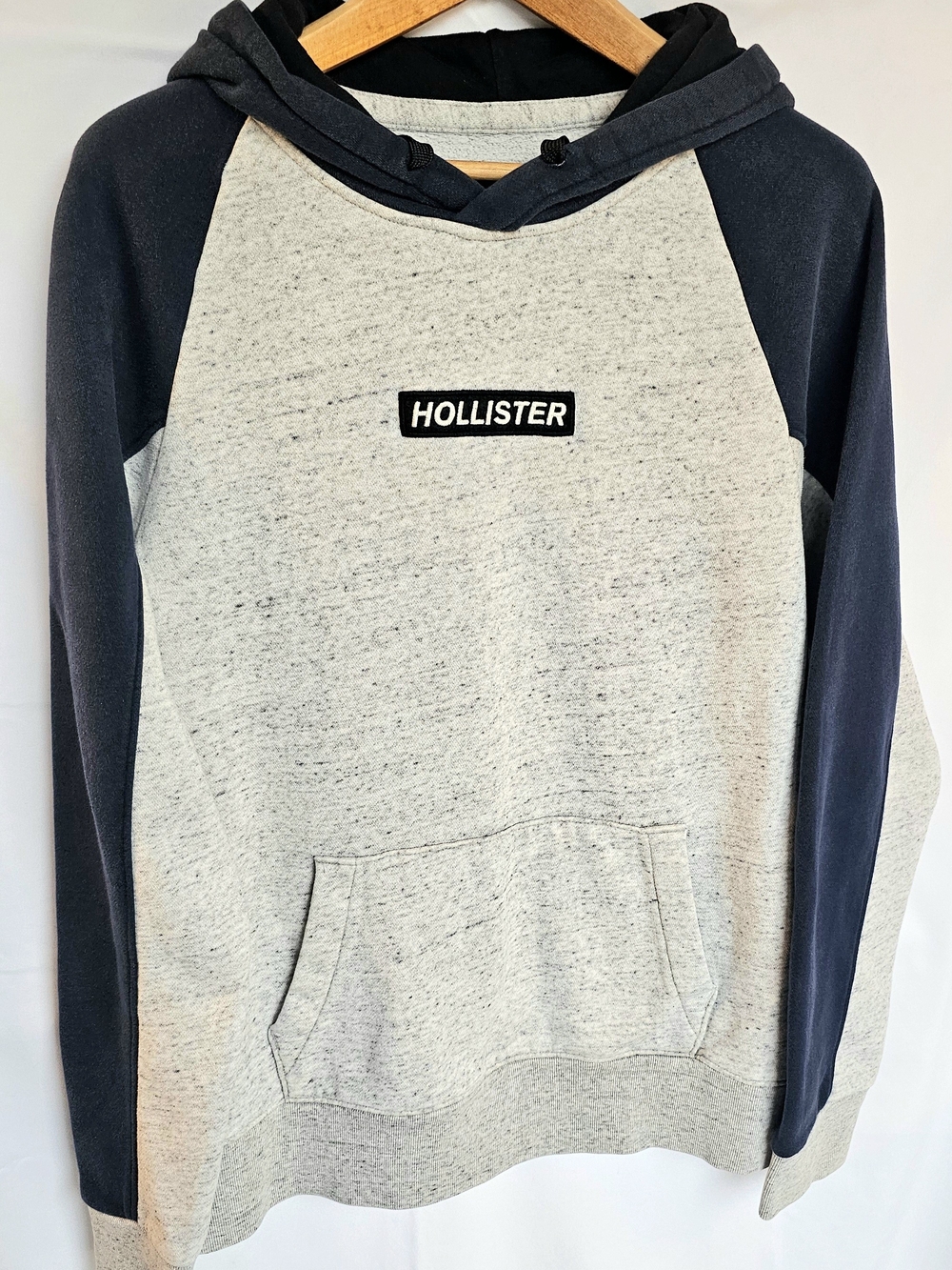 Hollister Men's Two-Tone Gray & Navy Hoodie